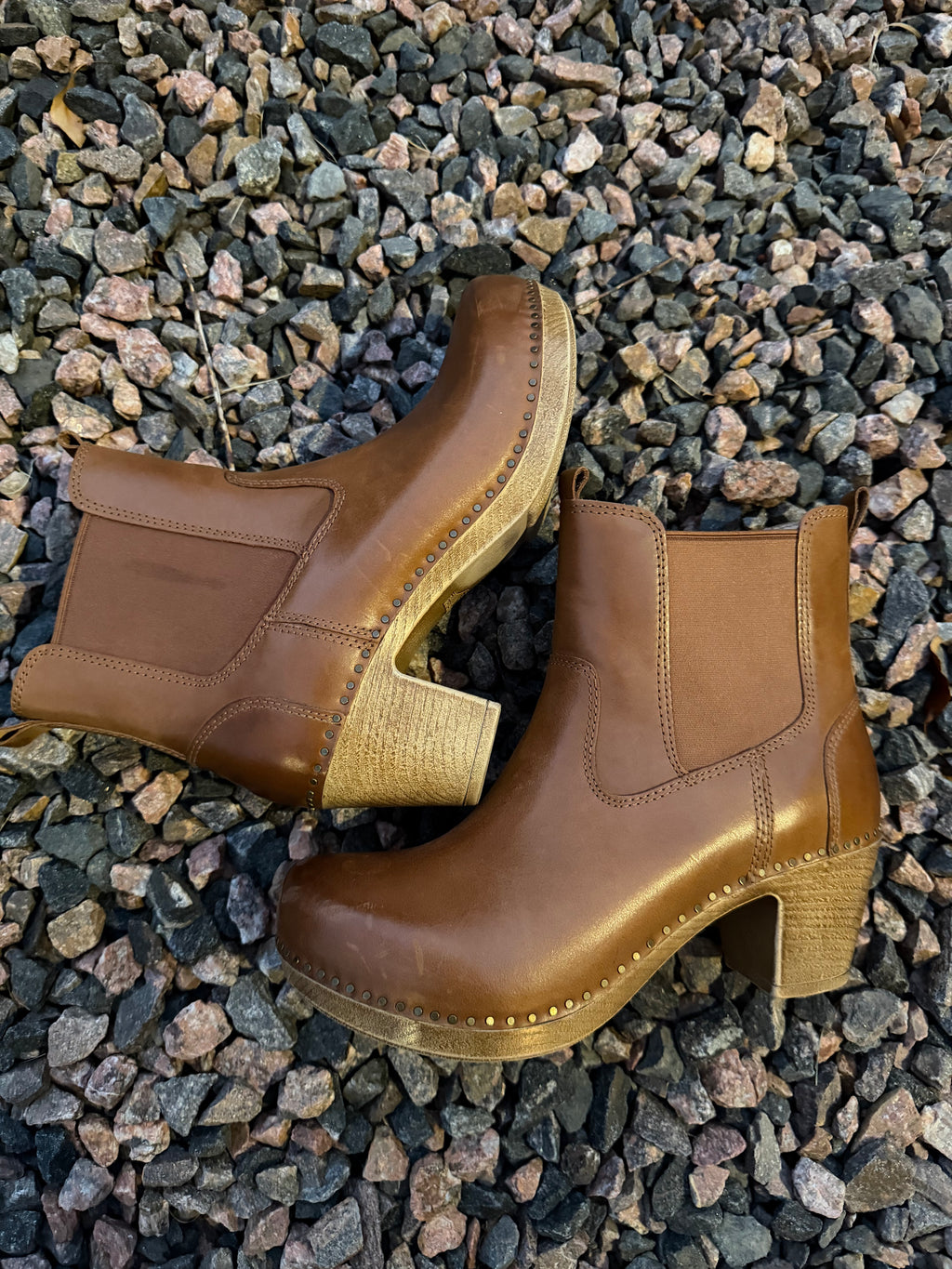 Dansko Shayna Heeled Boots in luggage burnished calf leather size 38