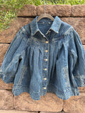 Stunning boho style denim top (heavy) small/medium fit