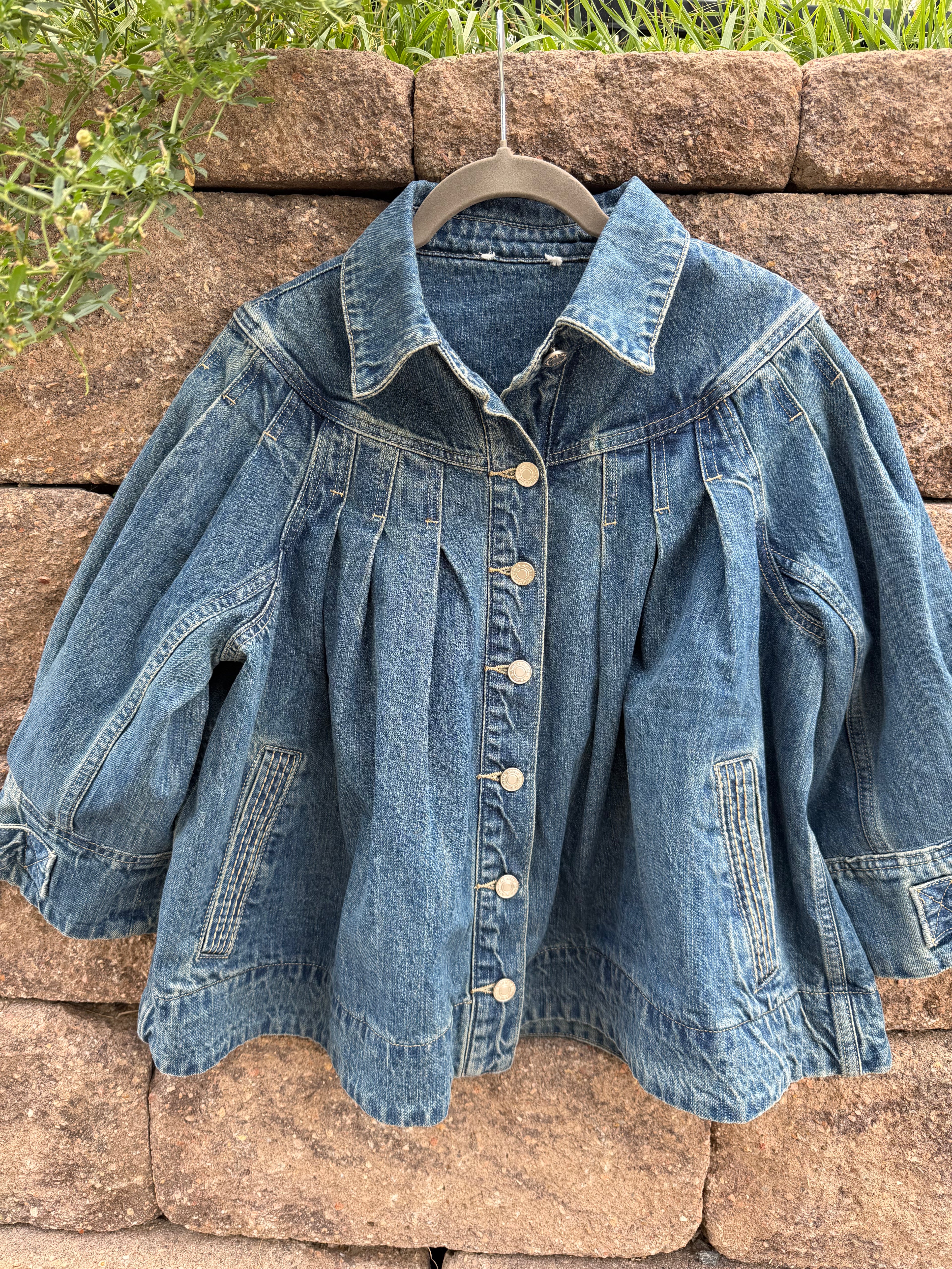 Stunning boho style denim top (heavy) small/medium fit
