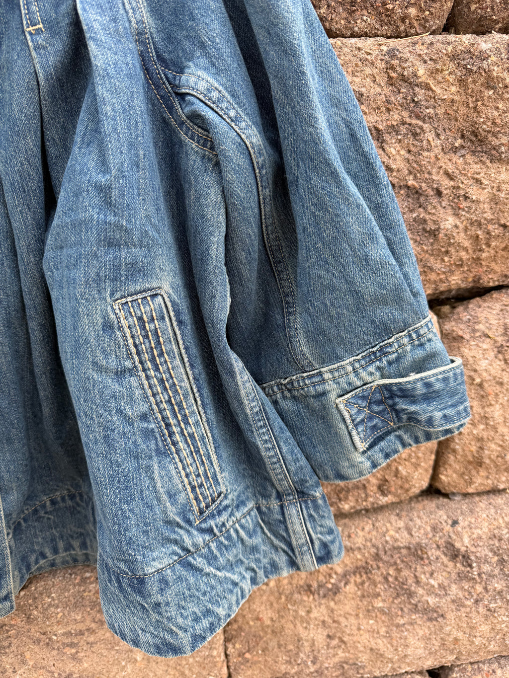 Stunning boho style denim top (heavy) small/medium fit