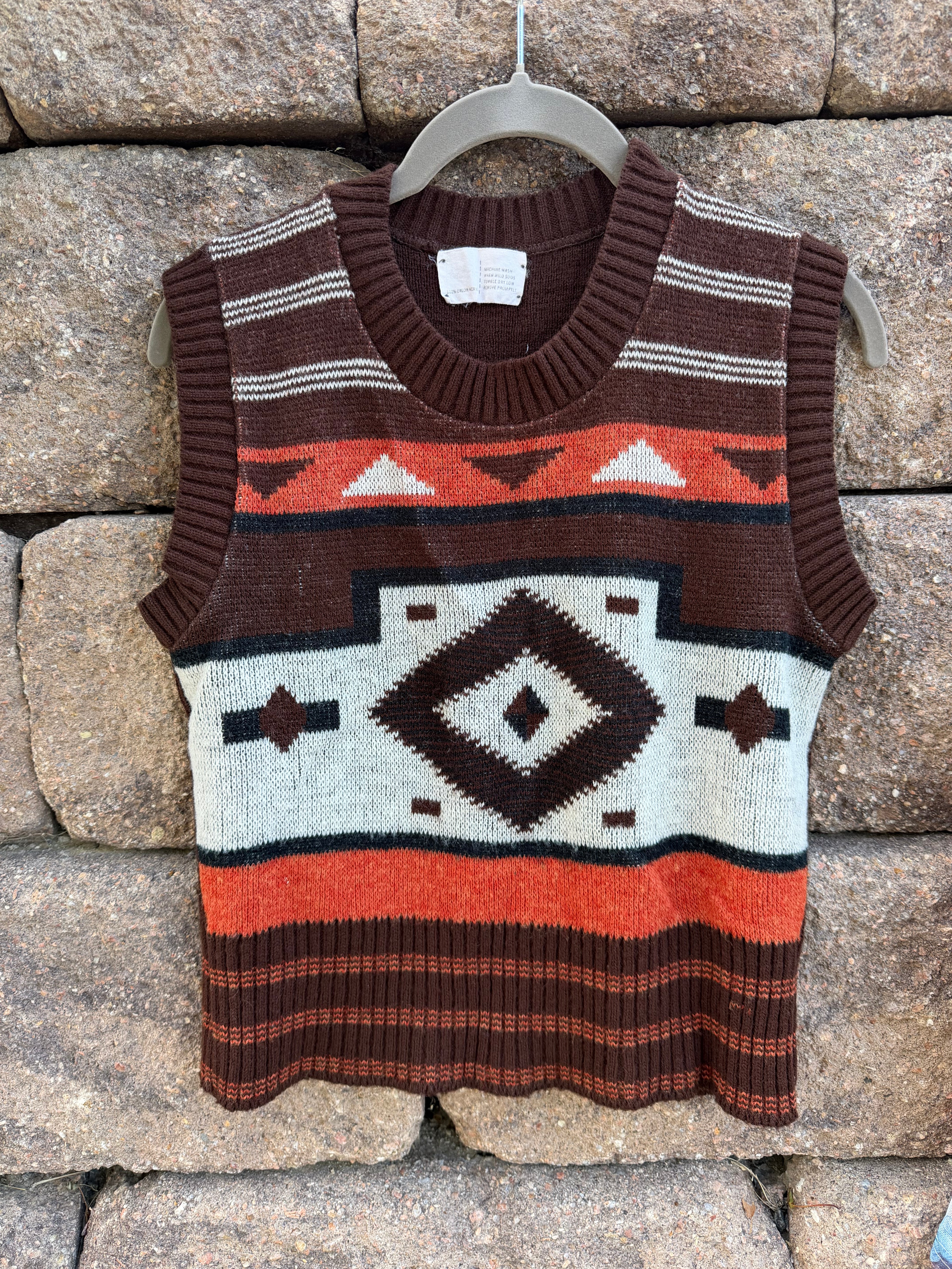 Vintage 70s Aztec western sweater vest