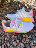 NMD_R1 J 'White Beam Pink' sneakers size 6 (fits 7/7.5)