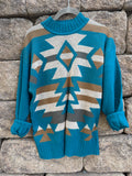 Western Aztec mock neck Sweater |