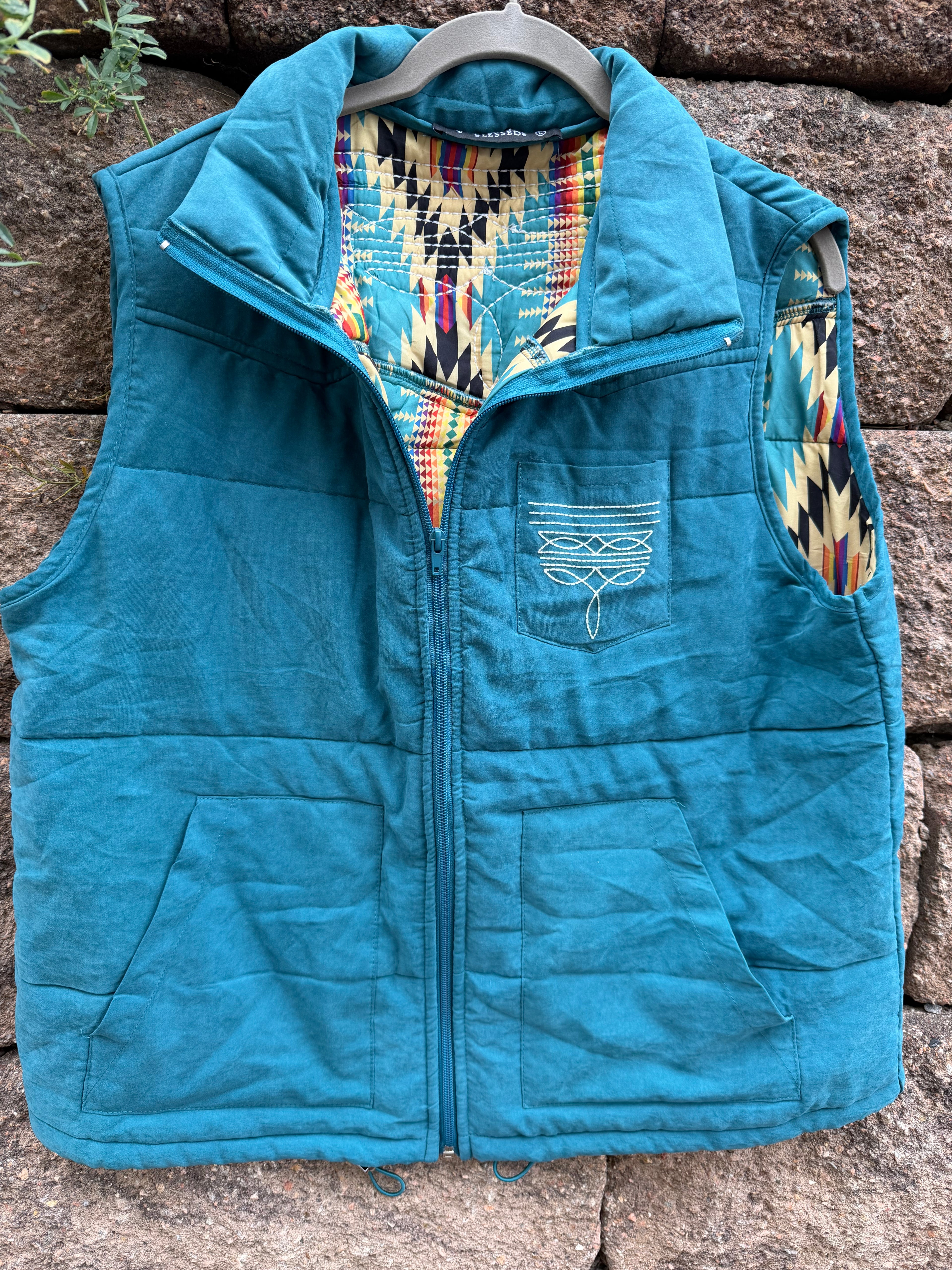 Western Boot-Stitch Quilted Vest | Large