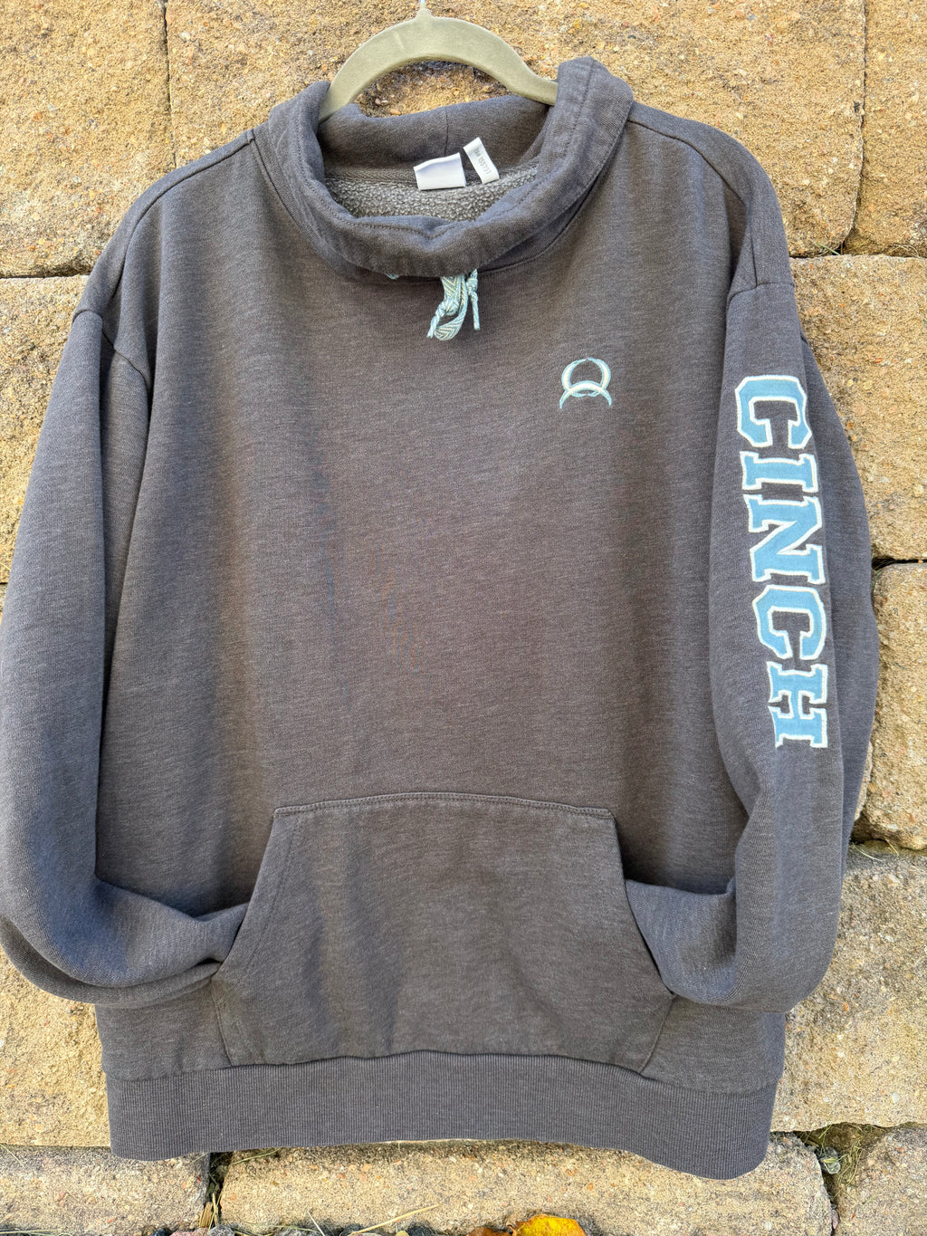 Cinch Women's Heather Grey / Charcoal Pullover Hoodie 🔥 Large