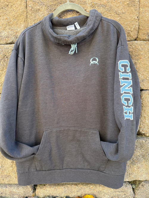 Cinch Women's Heather Grey / Charcoal Pullover Hoodie 🔥 Large